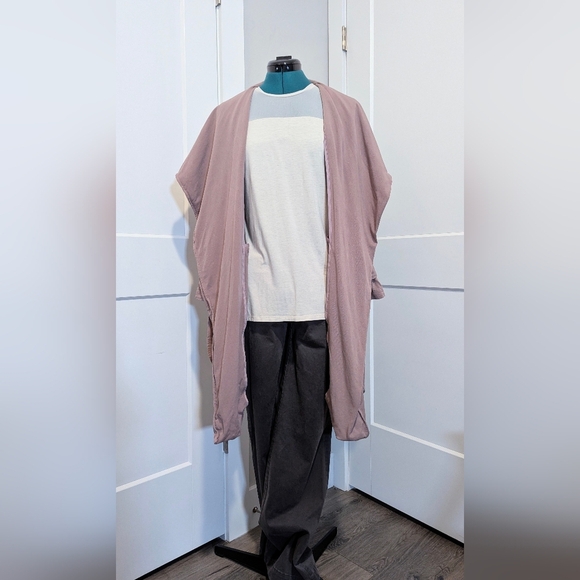 Thread & Supply Womens Jacket Medium Wrap Coat Belted Pink Mauve 100% Cotton - Picture 5 of 8